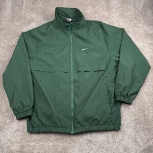 Nike Forest Green Swoosh Windbreaker Jacket Full Zip Lightweight Size XL Sports